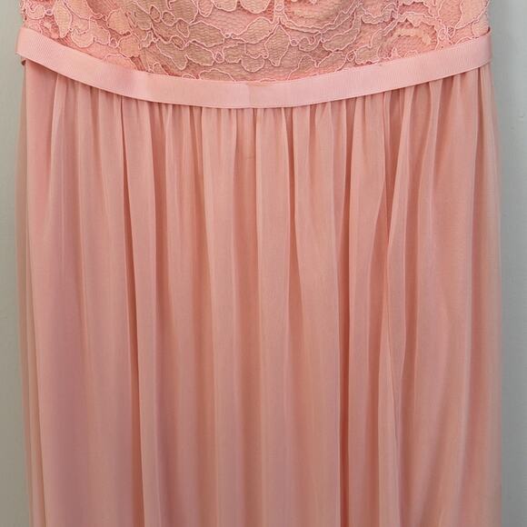 David's Bridal Bellini Lace and Mesh Long Strapless Dress - Picture 4 of 9